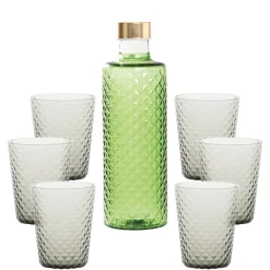 Zafferano Isolano Set Bicchieri e Bottiglia In Vetro Borosilicato - Set 7 Pz