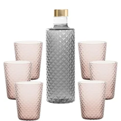 Zafferano Isolano Set Bicchieri e Bottiglia In Vetro Borosilicato - Set 7 Pz