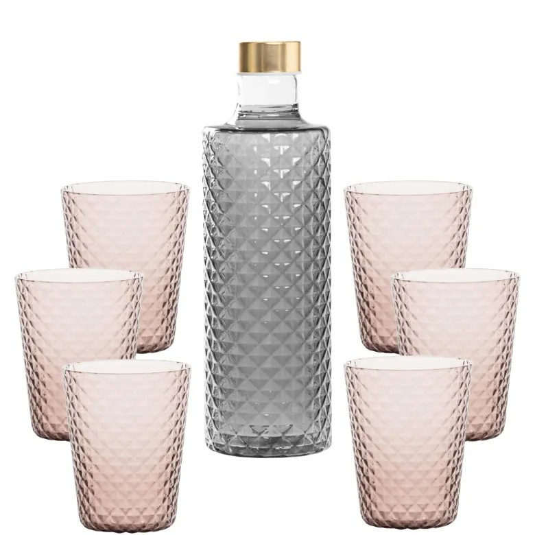Zafferano Isolano Set Bicchieri e Bottiglia In Vetro Borosilicato - Set 7 Pz