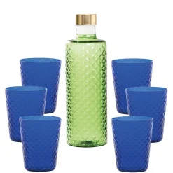 Zafferano Isolano Set Bicchieri e Bottiglia In Vetro Borosilicato - Set 7 Pz