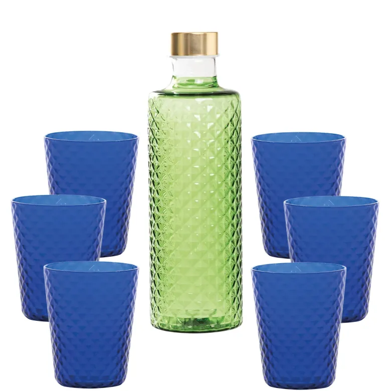 Zafferano Isolano Set Bicchieri e Bottiglia In Vetro Borosilicato - Set 7 Pz