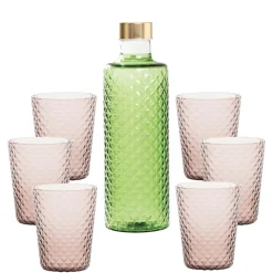 Zafferano Isolano Set Bicchieri e Bottiglia In Vetro Borosilicato - Set 7 Pz