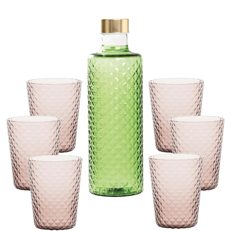 Zafferano Isolano Set Bicchieri e Bottiglia In Vetro Borosilicato - Set 7 Pz