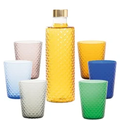 Zafferano Isolano Set Bicchieri e Bottiglia In Vetro Borosilicato - Set 7 Pz