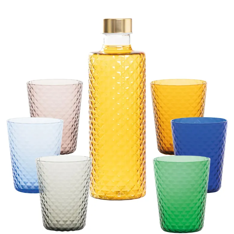 Zafferano Isolano Set Bicchieri e Bottiglia In Vetro Borosilicato - Set 7 Pz