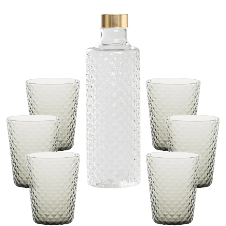 Zafferano Isolano Set Bicchieri e Bottiglia In Vetro Borosilicato - Set 7 Pz