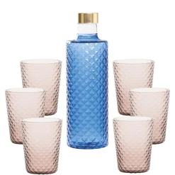 Zafferano Isolano Set Bicchieri e Bottiglia In Vetro Borosilicato - Set 7 Pz