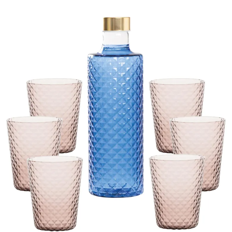 Zafferano Isolano Set Bicchieri e Bottiglia In Vetro Borosilicato - Set 7 Pz
