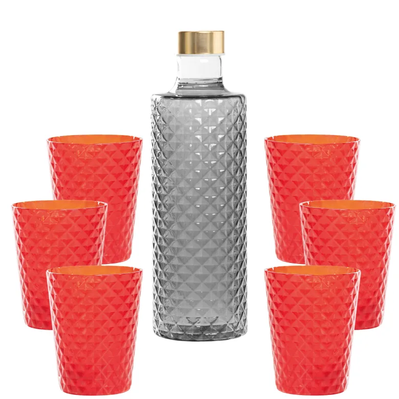 Zafferano Isolano Set Bicchieri e Bottiglia In Vetro Borosilicato - Set 7 Pz