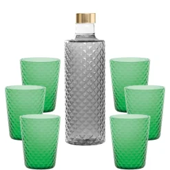Zafferano Isolano Set Bicchieri e Bottiglia In Vetro Borosilicato - Set 7 Pz