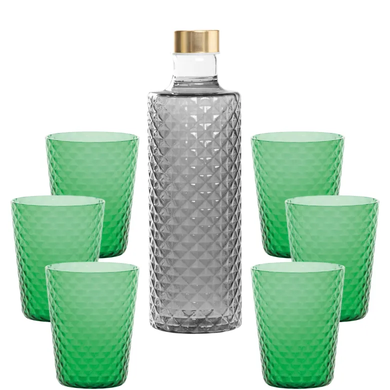 Zafferano Isolano Set Bicchieri e Bottiglia In Vetro Borosilicato - Set 7 Pz