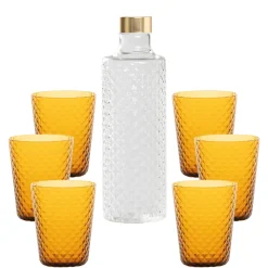 Zafferano Isolano Set Bicchieri e Bottiglia In Vetro Borosilicato - Set 7 Pz