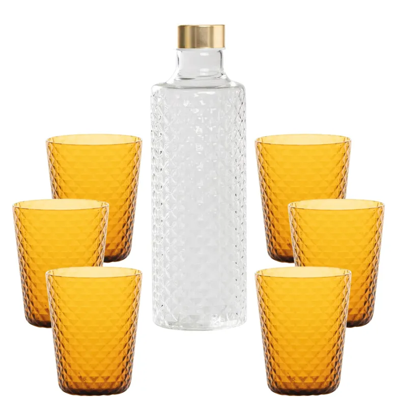 Zafferano Isolano Set Bicchieri e Bottiglia In Vetro Borosilicato - Set 7 Pz