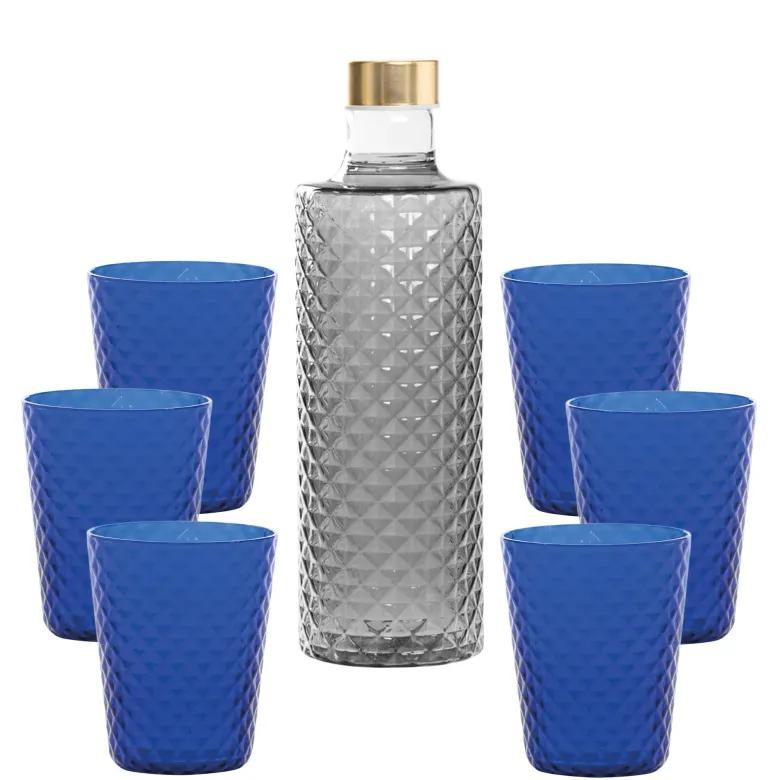Zafferano Isolano Set Bicchieri e Bottiglia In Vetro Borosilicato - Set 7 Pz