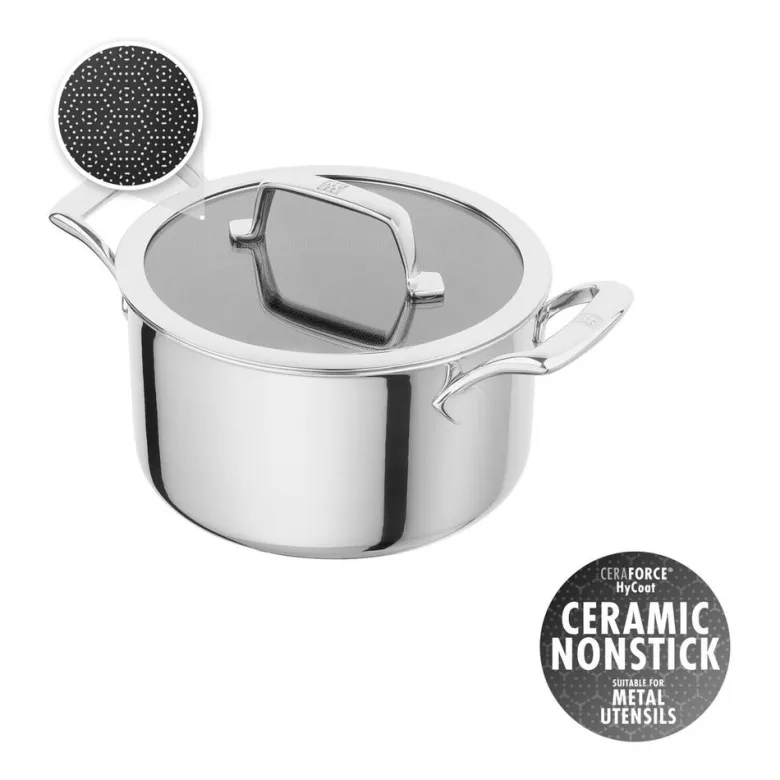 Zwilling Peak Pentola Alta Antiaderente Con Coperchio In Acciaio Inox Con Rivestimento Ceraforce Hycoat