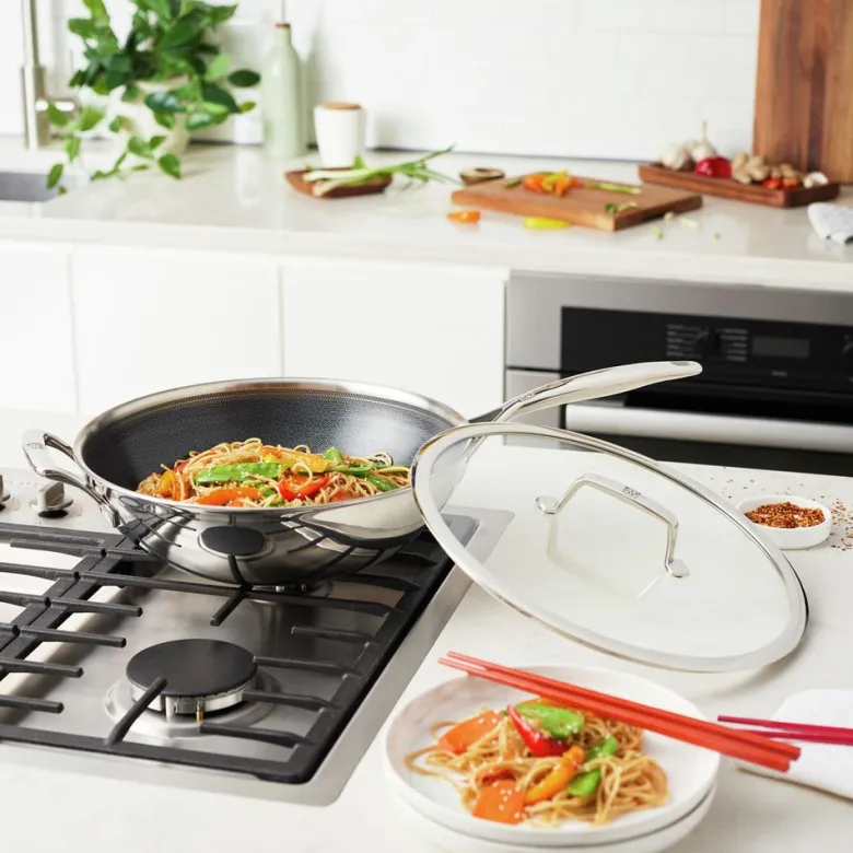 Zwilling Peak Wok Antiaderente Con Coperchio In Acciaio Inox Con Rivestimento Ceraforce Hycoat