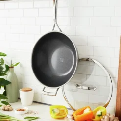 Zwilling Peak Wok Antiaderente Con Coperchio In Acciaio Inox Con Rivestimento Ceraforce Hycoat