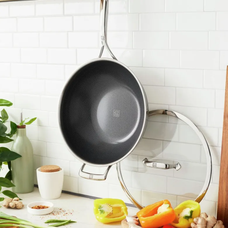 Zwilling Peak Wok Antiaderente Con Coperchio In Acciaio Inox Con Rivestimento Ceraforce Hycoat